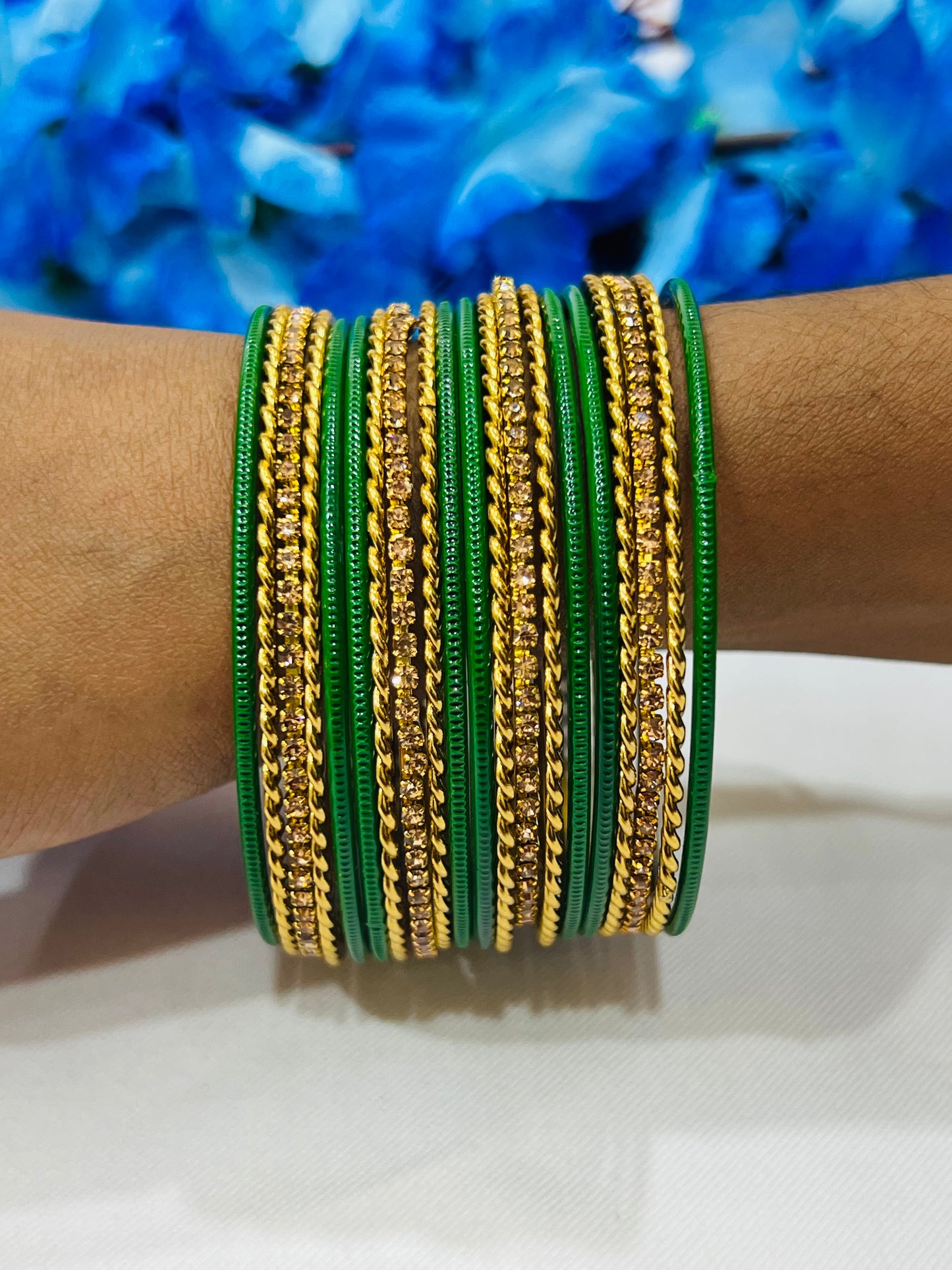 Alluring Green Color Unique Design Metal Bangles For Women