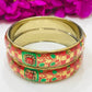 Charming Red Color Checked Design Glass Bangles For Women