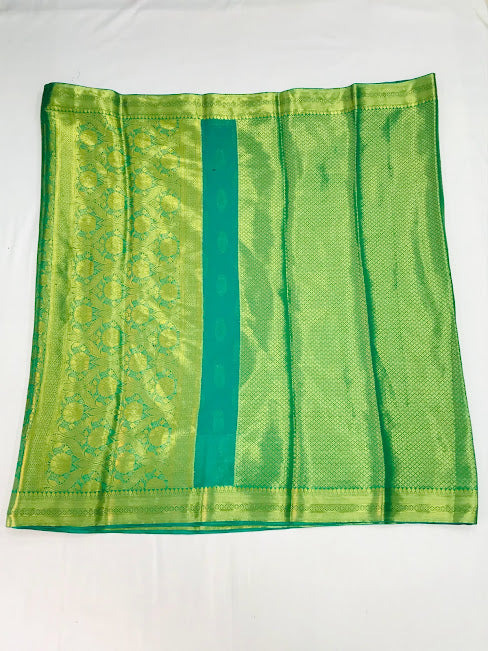 Lovely Green Color Georgette Saree With Butta Motifs And Rich Pallu Near Me