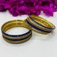 Enchanting Blue Color Smooth Finishing Metal Bangles For Women