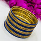 Enchanting Blue Color Smooth Finishing Metal Bangles For Women