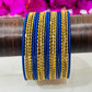 Enchanting Blue Color Smooth Finishing Metal Bangles For Women