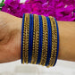 Enchanting Blue Color Smooth Finishing Metal Bangles For Women