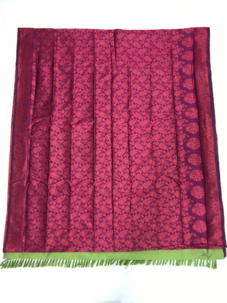 Appealing Leaf Designed Soft Silk Saree In Tempe