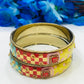 Attractive Multicolor Color Checked Design Glass Bangles For Women