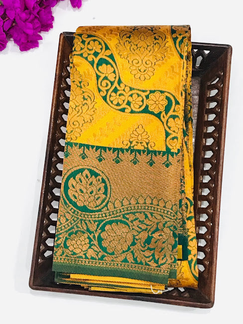 Gorgeous Yellow Color Art Silk Saree With Butta Motifs Near Me