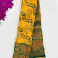 Gorgeous Yellow Color Art Silk Saree With Butta Motifs And Rich Pallu