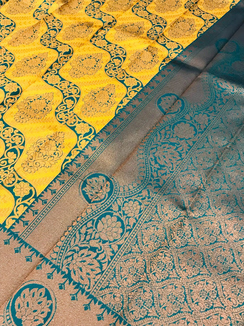 Gorgeous Yellow Color Art Silk Saree In USA