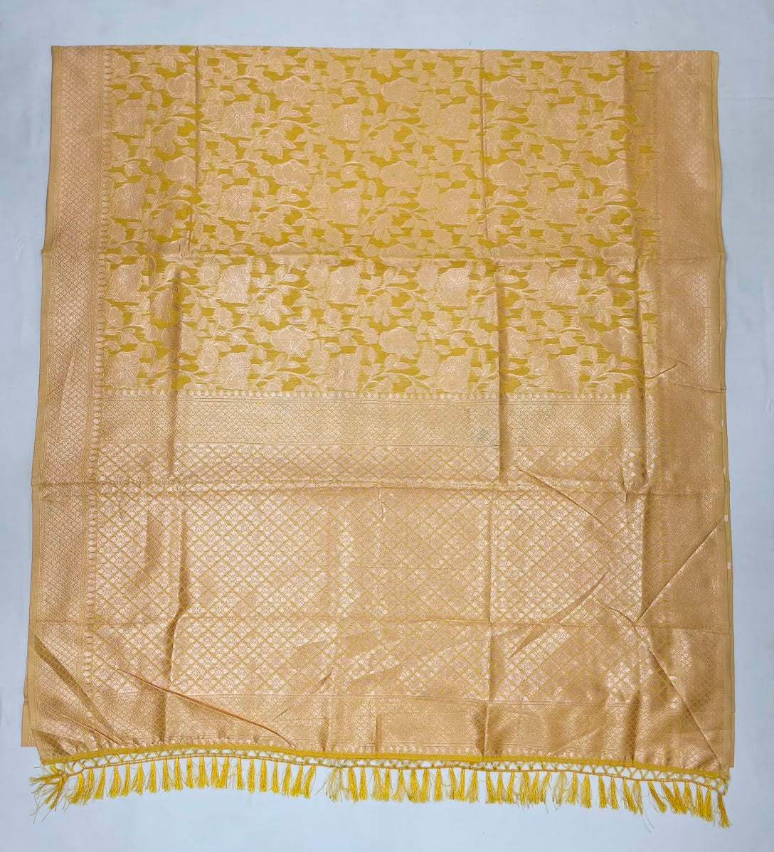 Attractive Yellow Color Silk Cotton Saree In USA
