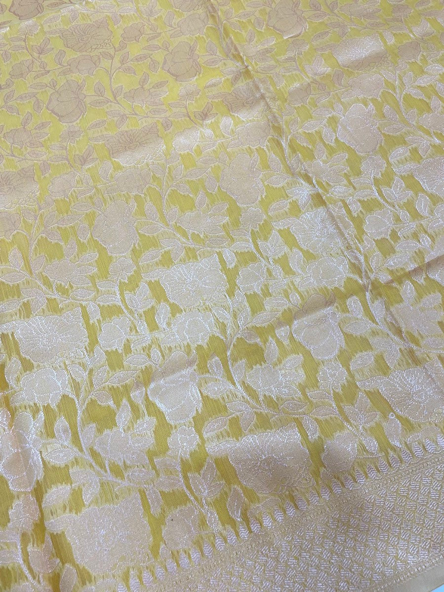 Attractive Yellow Color Silk Cotton Saree In Surprise