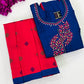 Pleasing Art Silk Blue And Pink Embroidered Work Langa Set Near Me