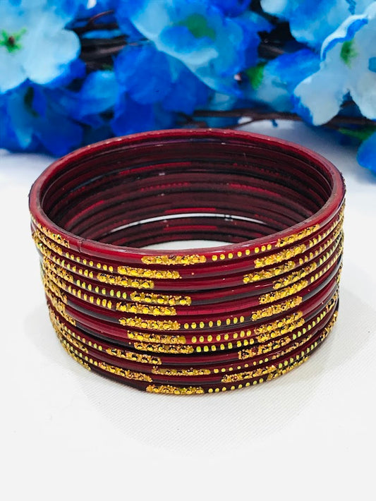 Charming Maroon Color Unique Design Glass Bangles