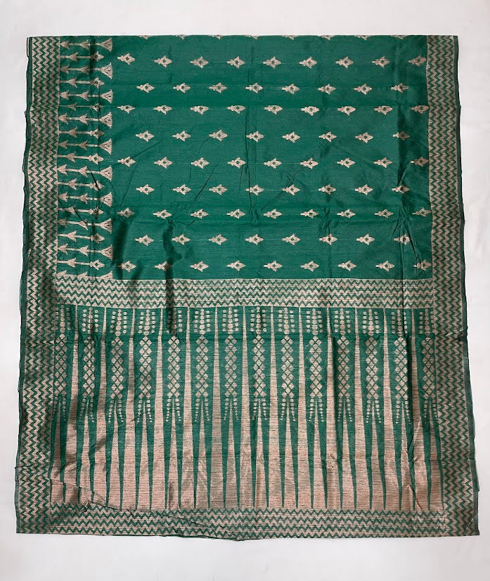 Alluring Green Color Silk Cotton Saree For Women In USA