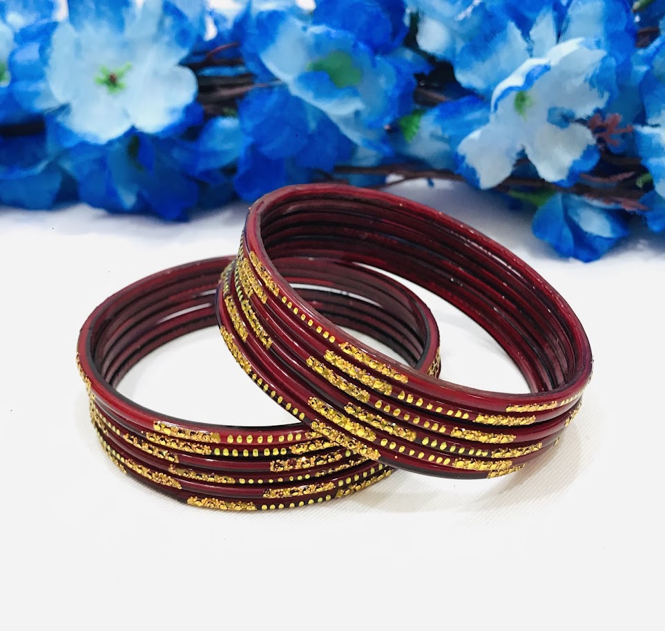 Maroon Color Unique Design Glass Bangles Near Me