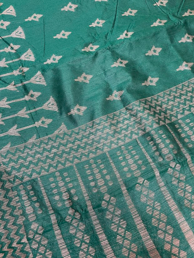 Alluring Green Color Silk Cotton Saree In Yuma