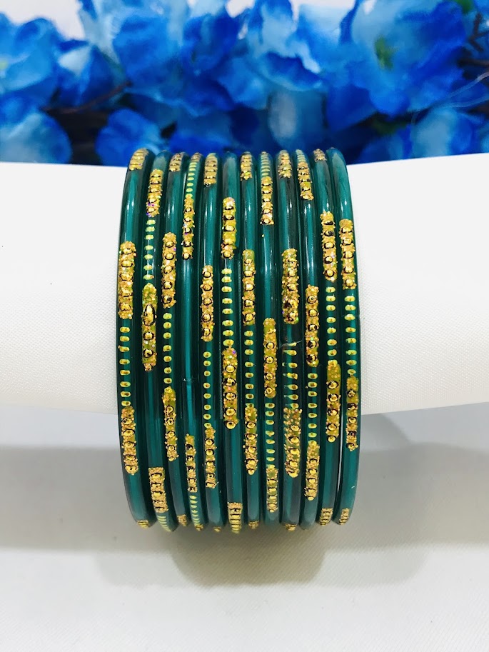 Green Color Party Wear Glass Bangles Near Me