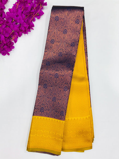 Wonderful Violet Color Art Silk Saree With Butta Motifs And Contrast Rich Pallu