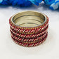 Beautiful Maroon Colored Stone Metal Bangles For Girls