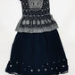 Dazzling Dark Blue Colored Embroidery Work Choli Sets For Girls