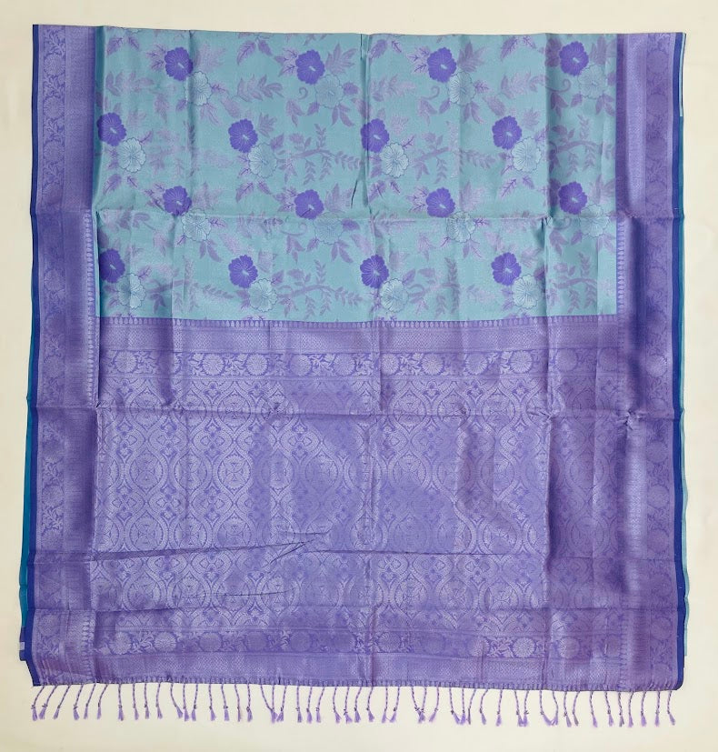 Elegant Sea Blue Color Art Silk Saree For Women In USA