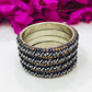 Appealing Blue Colored Stone Work Metal Bangles For Girls