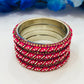 Attractive Metal Pink Colored Stone Work Bangles For Girls