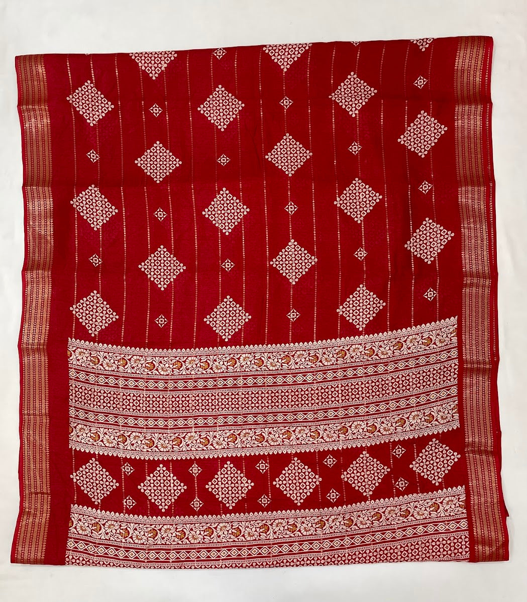 Wonderful Red Color Chiffon Silk Saree In USA