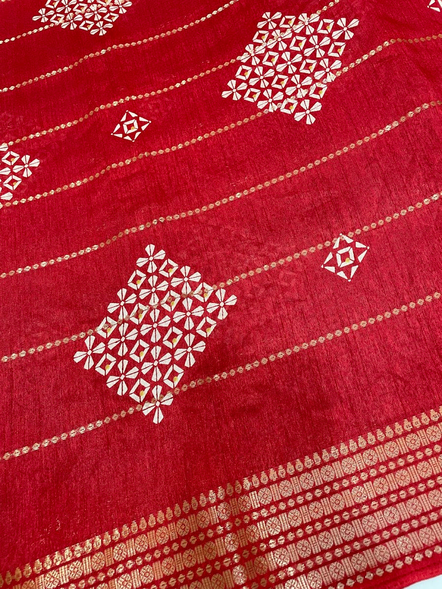 Wonderful Red Color Chiffon Silk Saree In Yuma