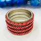 Beautiful Stone Work Red Colored Metal Bangles For Girls