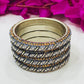 Charming Grey Colored Stone Work Metal Bangles For Girls