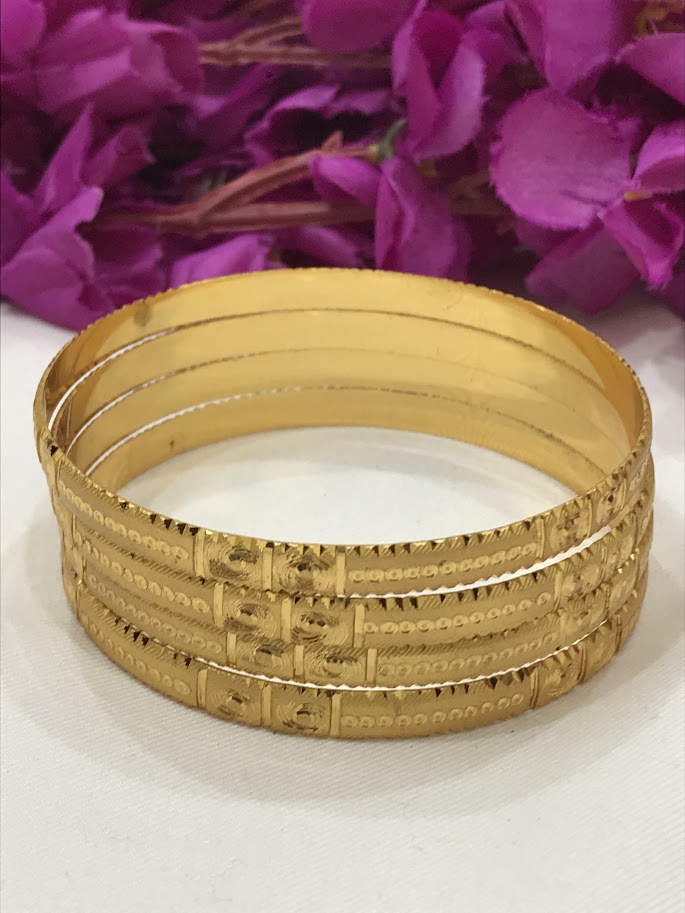 Gorgeous Light Gold Plated Art Designed Bangles For Women