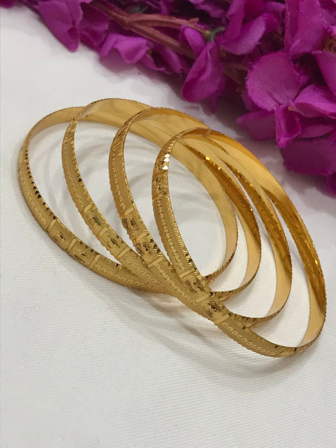 Gorgeous Light Gold Plated Art Designed Bangles For Women