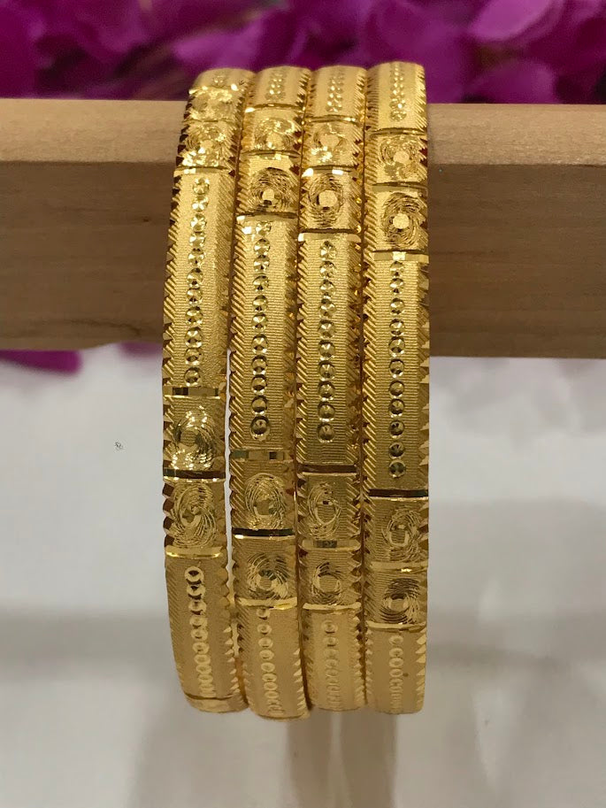 Gorgeous Light Gold Plated Art Designed Bangles For Women