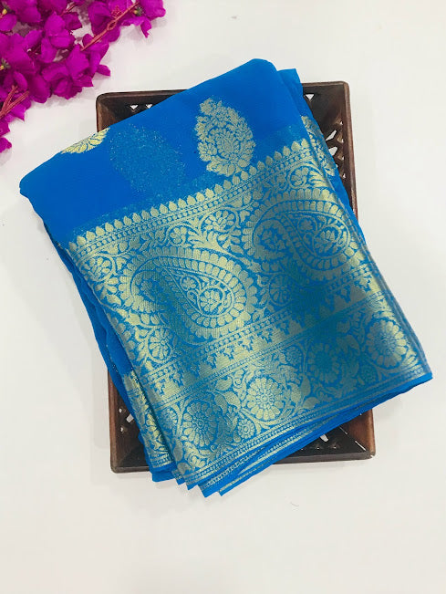 Gorgeous Sky Blue Color Sarees Near Me