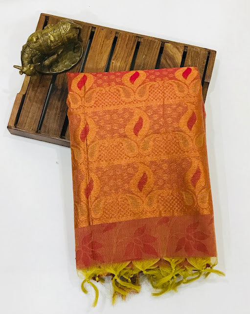 Dazzling Red Color Raw Silk Saree In Near Me