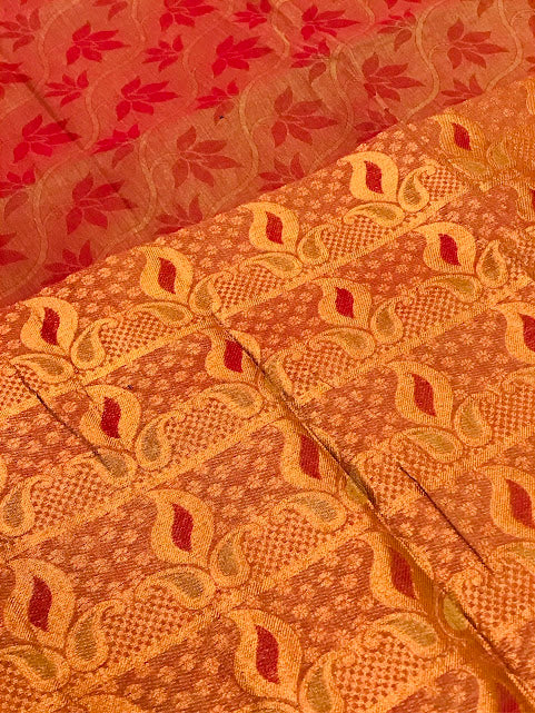 Red Color Raw Silk Saree Unique Design In Tempe