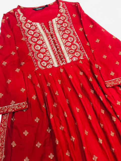 Delightful Red Color Embroidery With Sequence Kurti In Tuscon