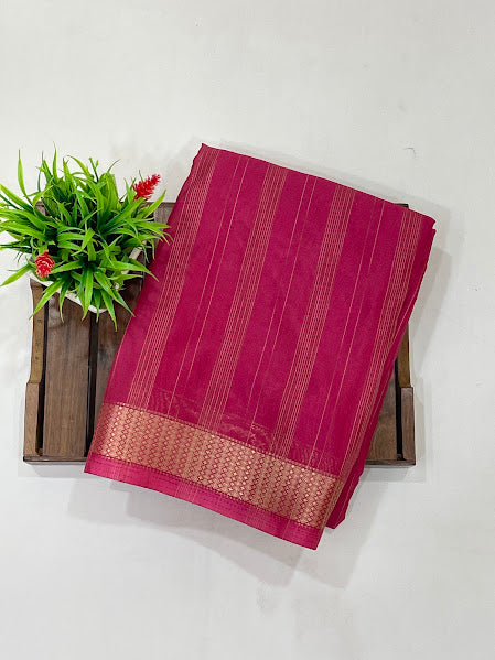 Wondlerful Pink Color Mysore Silk Saree With Printed Zari Work Near Me