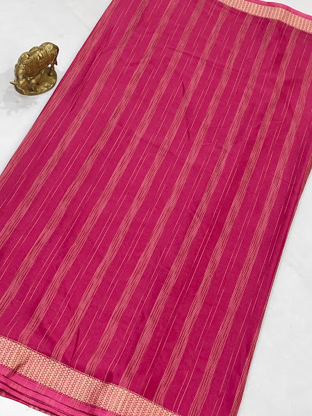 Pink Color Mysore Silk Saree With Printed Zari Work In USA
