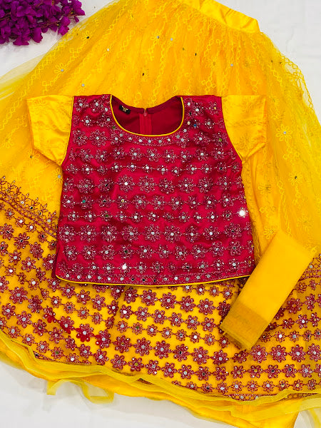 Appealing Yellow Color Designer Lehenga Choli With Embroidery Work In USA