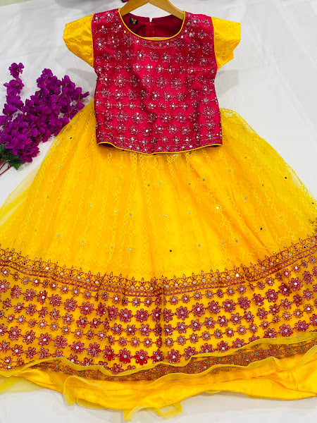 Appealing Yellow Color Designer Lehenga Choli With Embroidery Work