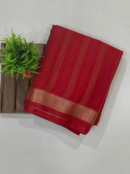 Amazing Red Color Mysore Silk Saree With Zari Work Near Me