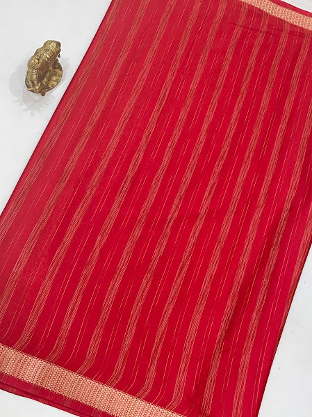 Red Color Mysore Silk Saree With In Yuma