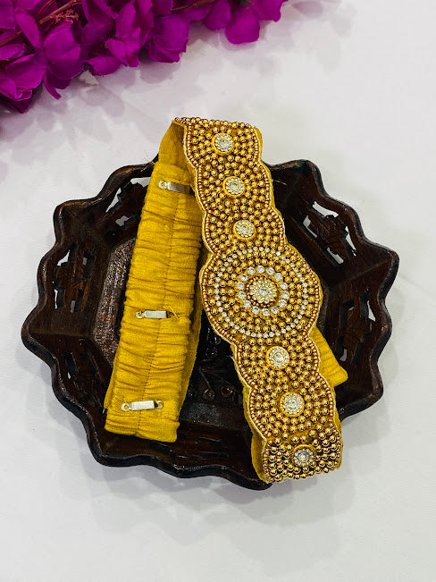 Beautiful Golden Color Saree Hip Belt With Stone Work
