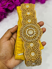 Golden Color Saree Hip Belt With Stone Work In USA