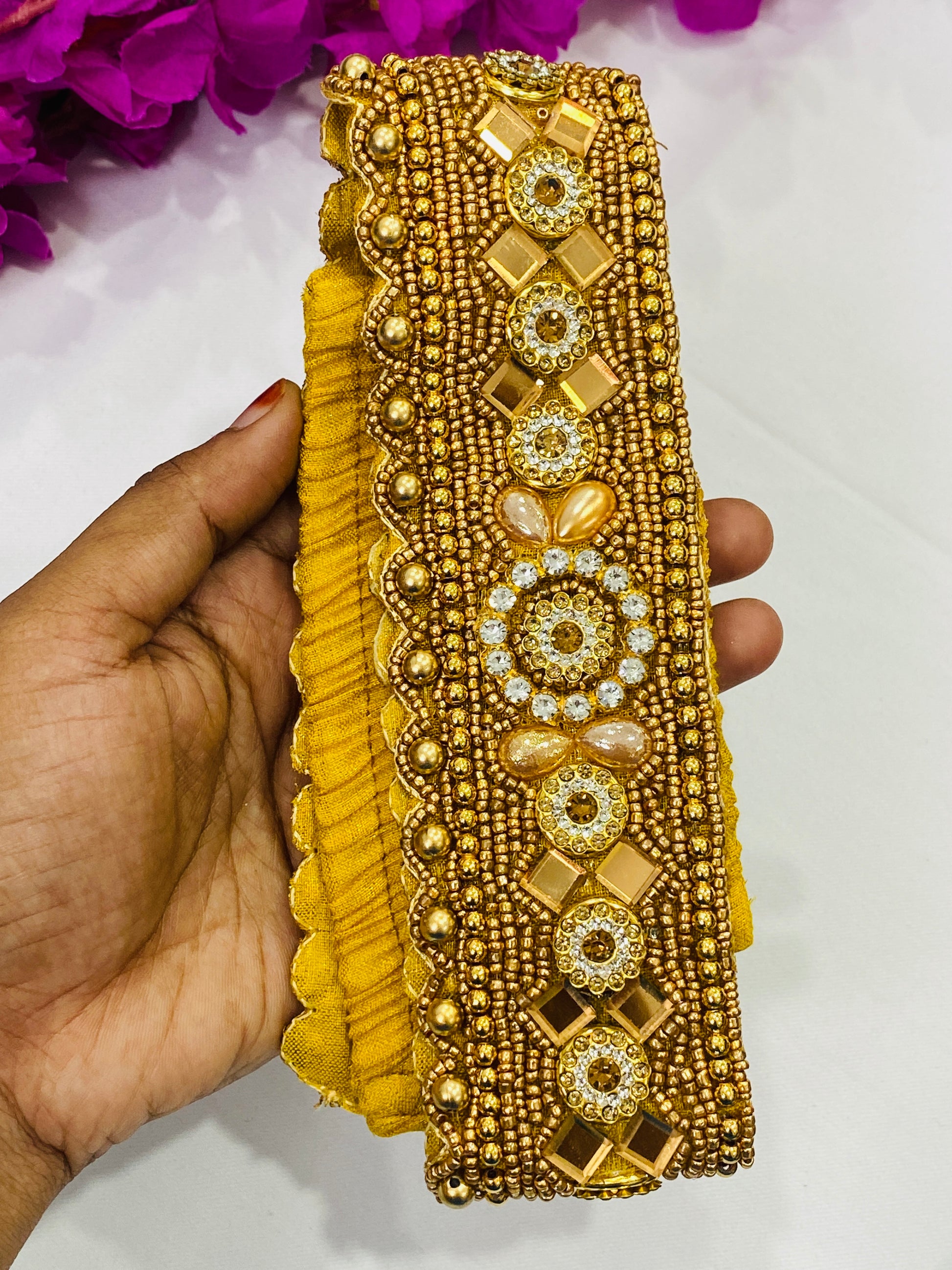 Dazzling Golden Color Saree Belt With Stone Work – Chandler Fashions