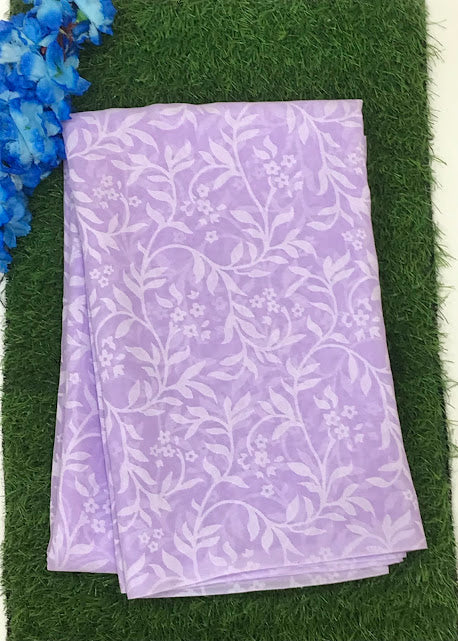 Alluring Lavender Color Chiffon Floral Designed Saree For Women