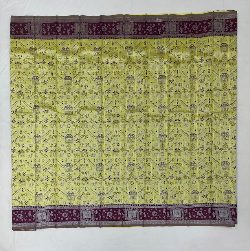 Green Color Art Silk Saree With Self Design Work For Women In Yuma