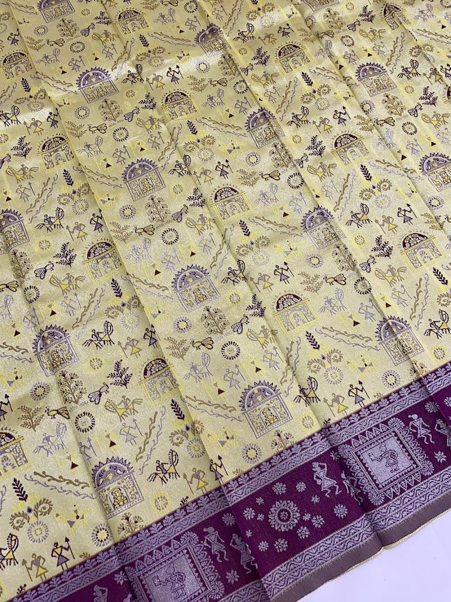 Green Color Art Silk Saree With Self Design Work In Surprise