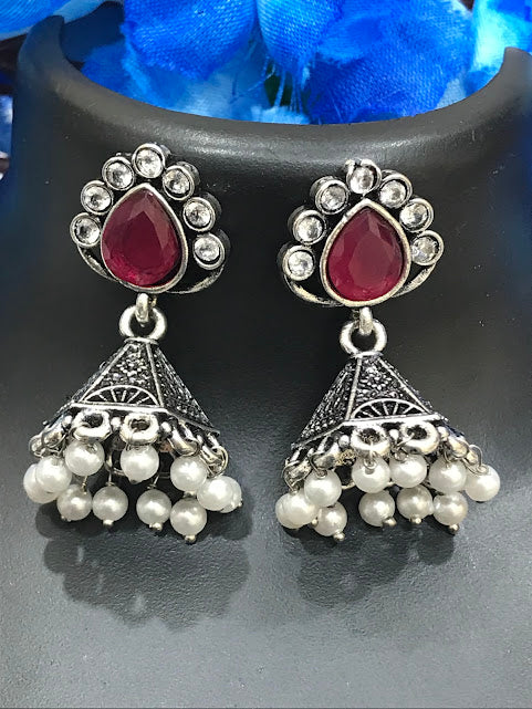 Silver Oxidized Jhumka In Suncity